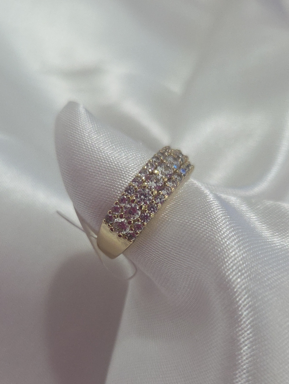 18K Gold Laminated Gold Band Ring with Clear Stones Suze 7